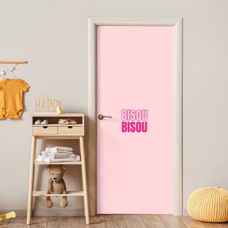 Bisou - Roze - Minimalistisch deurposter klein -sfeer4