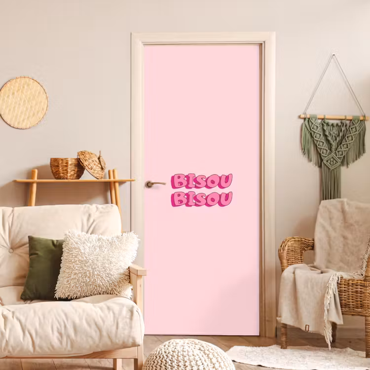 Bisou - Roze - Schaduw deurposter klein -sfeer2