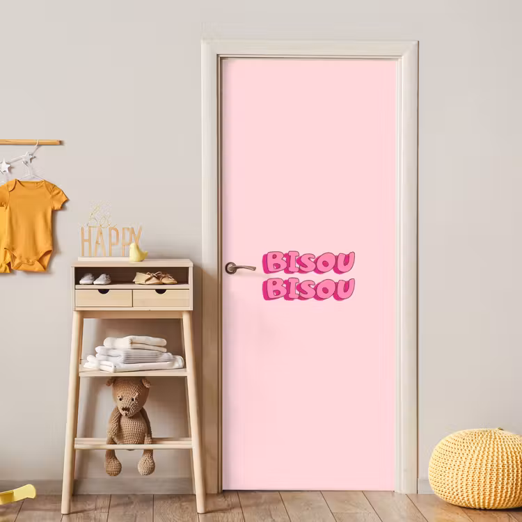 Bisou - Roze - Schaduw deurposter klein -sfeer4
