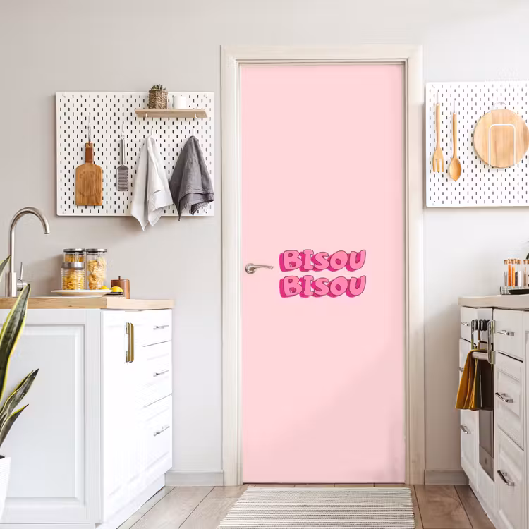 Bisou - Roze - Schaduw deurposter klein -sfeer5
