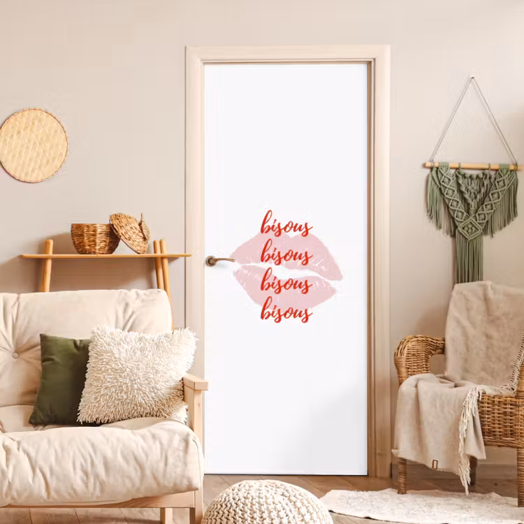 Bisous - Lip - Wit - Rood deurposter klein -sfeer2