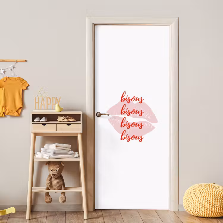 Bisous - Lip - Wit - Rood deurposter klein -sfeer4