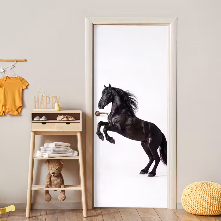 Zwart - Paard - Portret deurposter klein -sfeer4