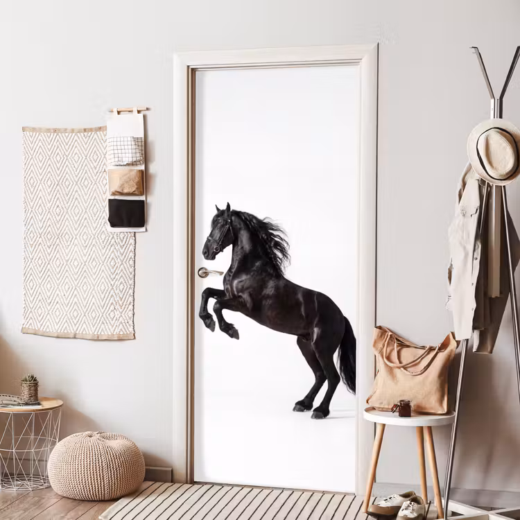 Zwart - Paard - Portret deurposter klein -sfeer6