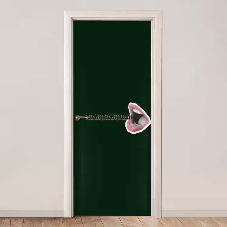 BLAH BLAH BLAH - Mond - Groen deurposter klein -3d_beige