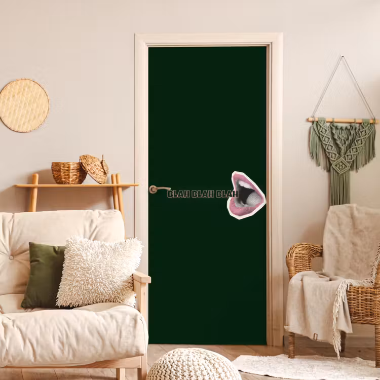 BLAH BLAH BLAH - Mond - Groen deurposter klein -sfeer2