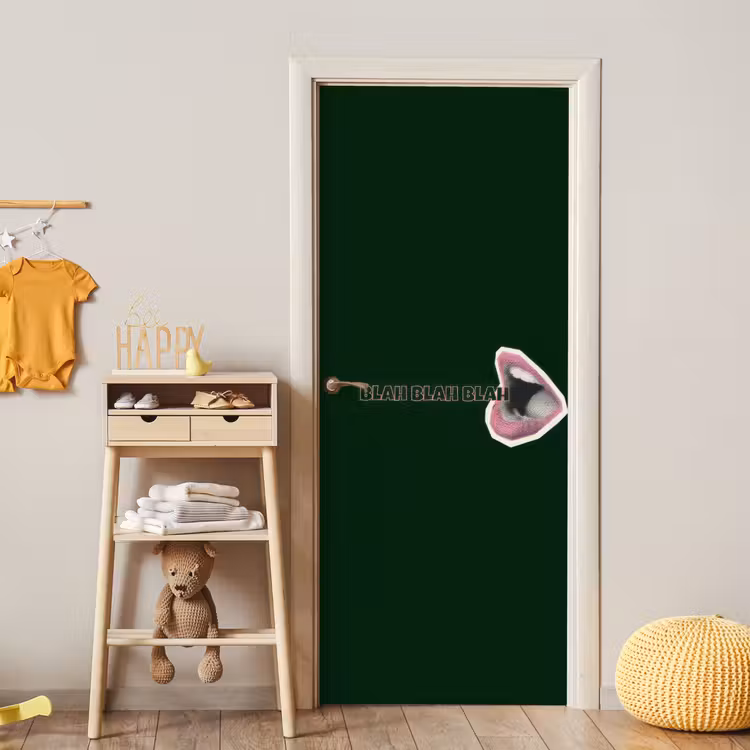 BLAH BLAH BLAH - Mond - Groen deurposter klein -sfeer4