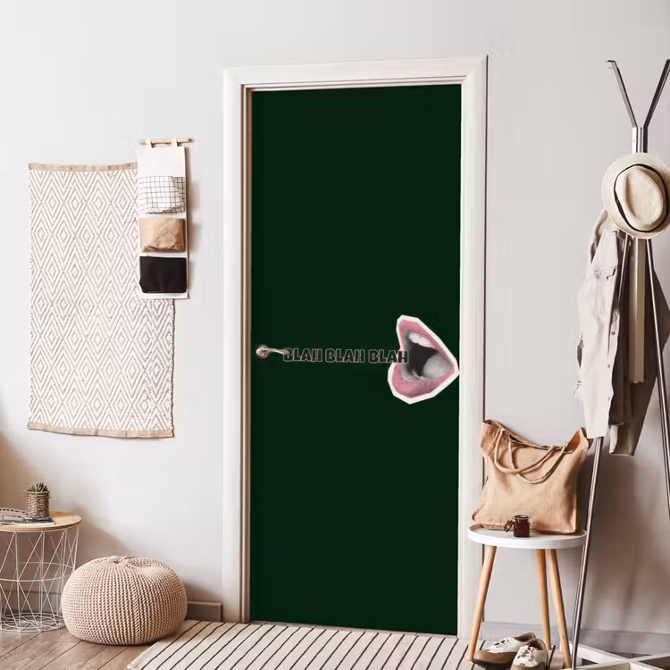 BLAH BLAH BLAH - Mond - Groen deurposter klein -sfeer6
