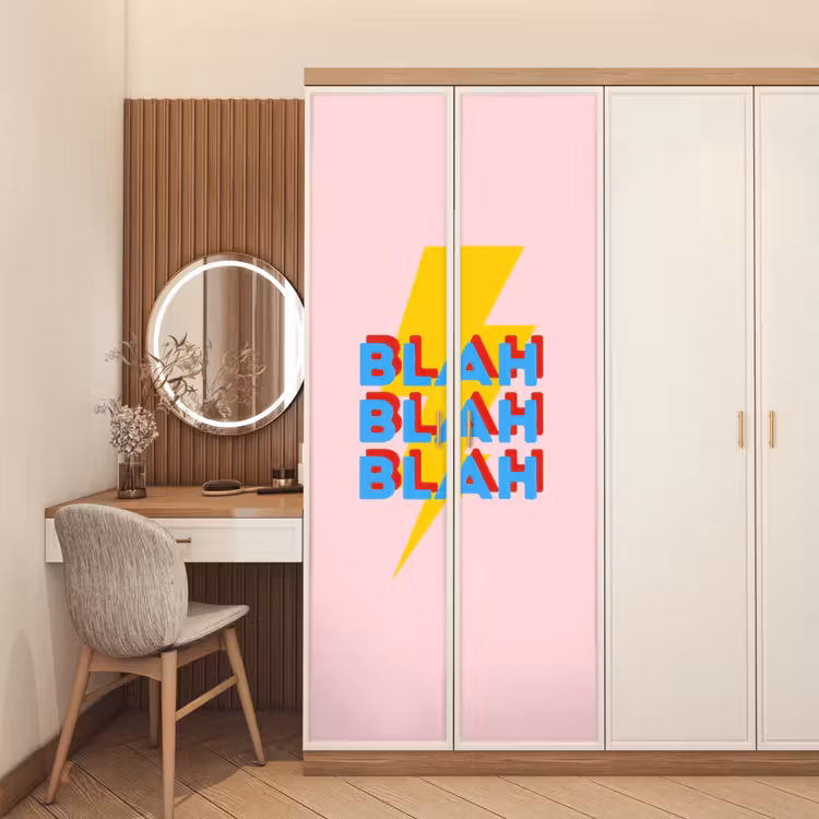 Blah - Bliksem - Roze deurposter klein -sfeer3