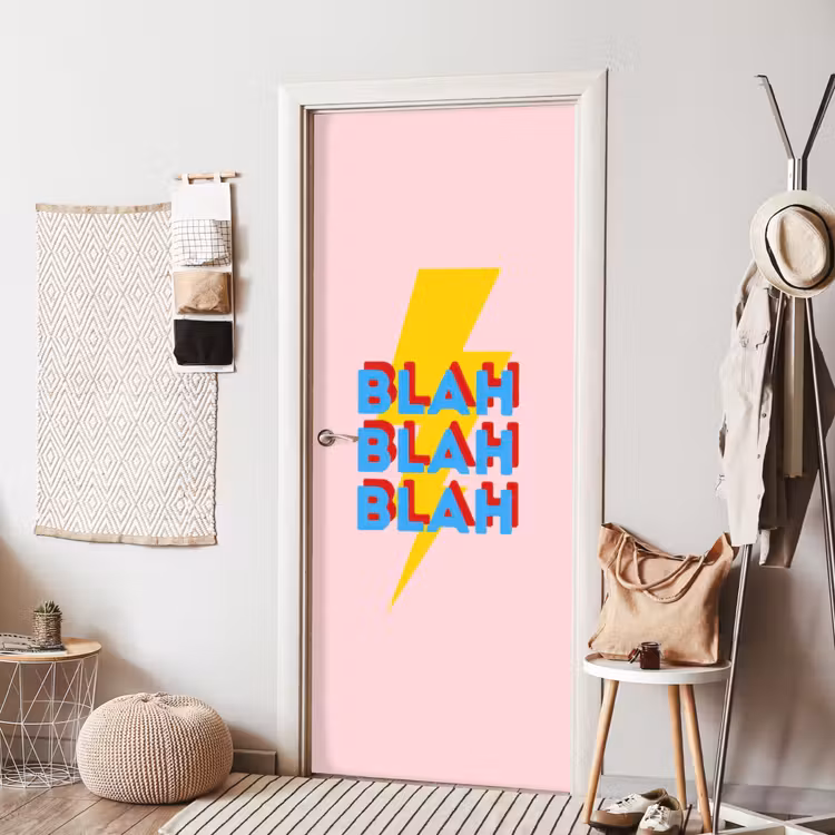 Blah - Bliksem - Roze deurposter klein -sfeer6