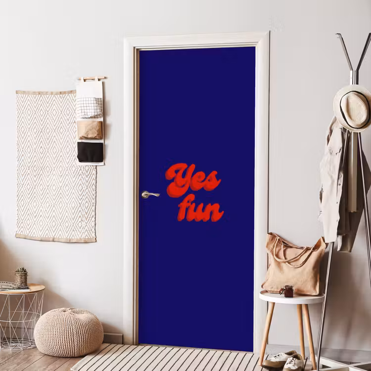 Blauw - Rood - Yes fun - 3D deurposter klein -sfeer6