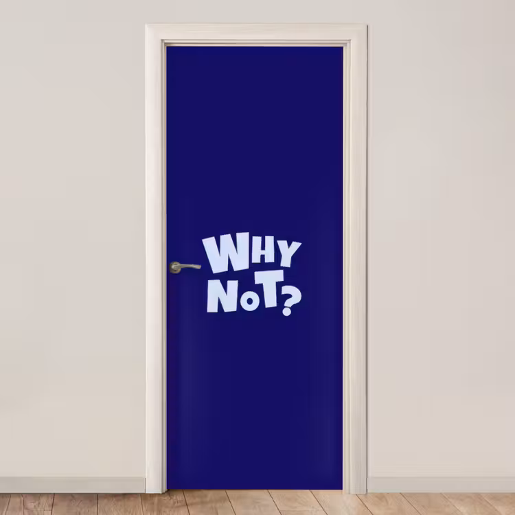Blauw - Why not - Minimalistisch deurposter klein -3d_beige
