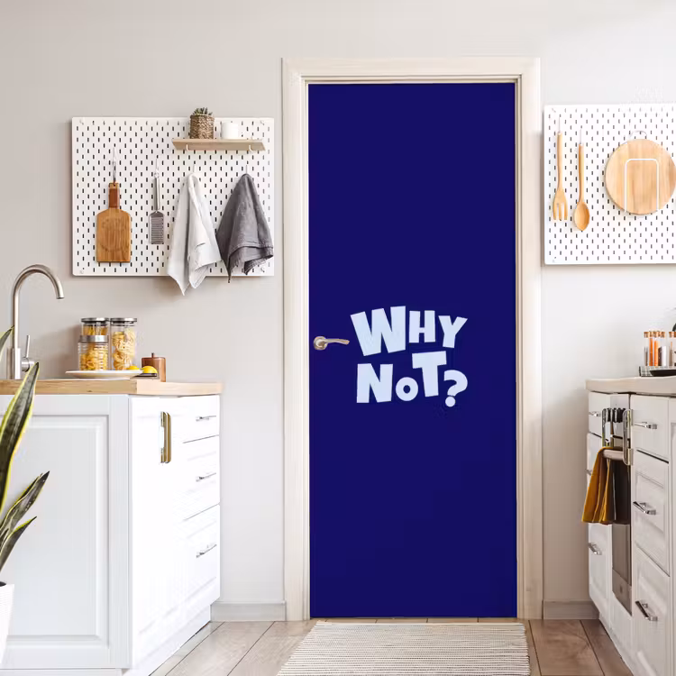 Blauw - Why not - Minimalistisch deurposter klein -sfeer5