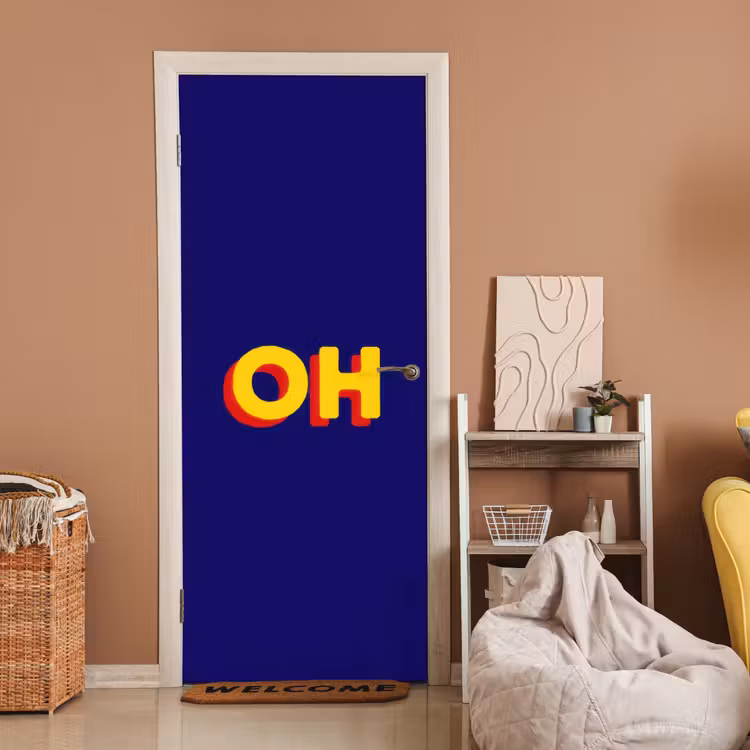 Blauw - Geel - OH - Schaduw deurposter klein -sfeer1