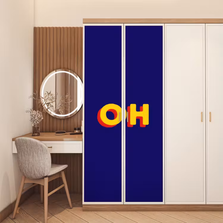 Blauw - Geel - OH - Schaduw deurposter klein -sfeer3