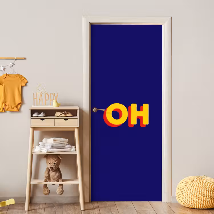 Blauw - Geel - OH - Schaduw deurposter klein -sfeer4