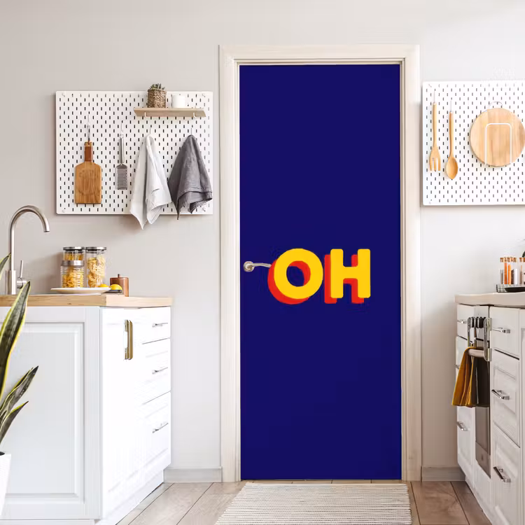 Blauw - Geel - OH - Schaduw deurposter klein -sfeer5