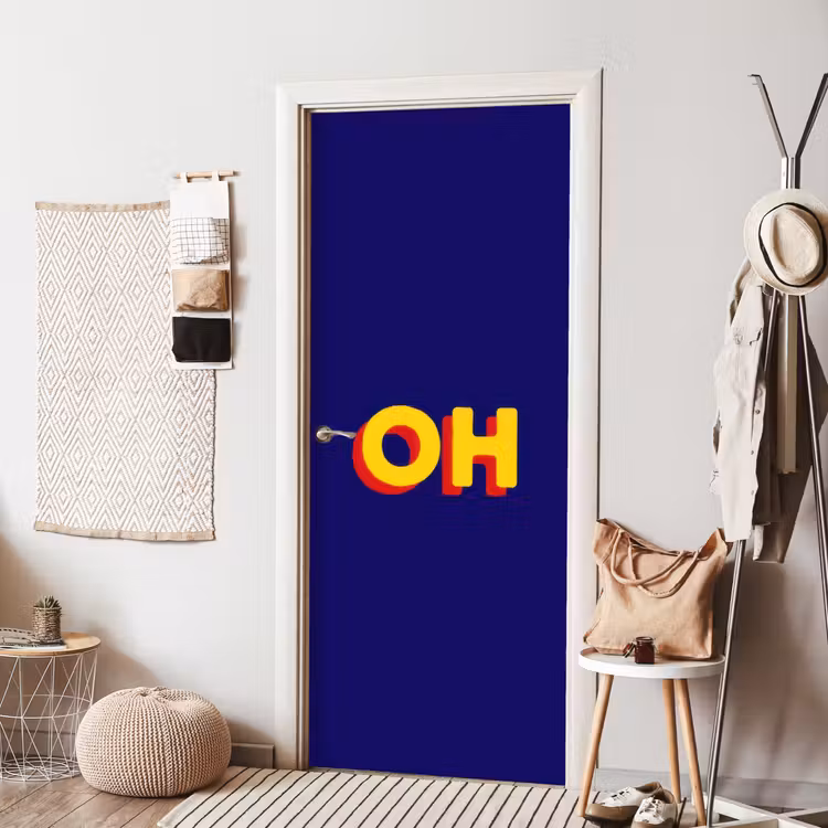 Blauw - Geel - OH - Schaduw deurposter klein -sfeer6