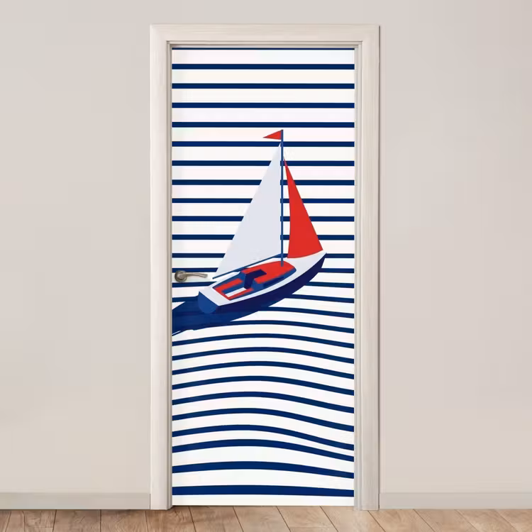 Boot - Water - Abstract - Blauw deurposter klein -3d_beige