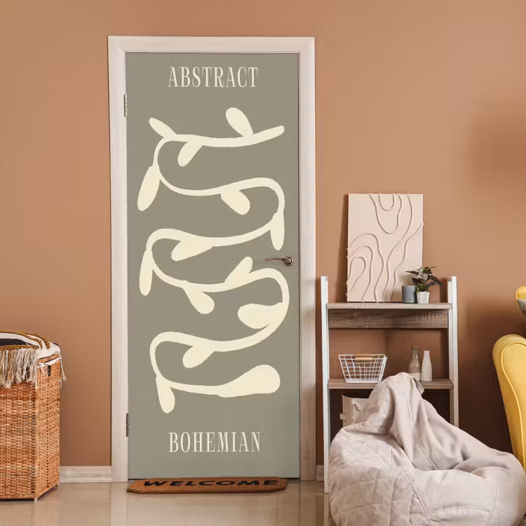 Bohemian - Planten - Groen - Abstract deurposter klein -sfeer1