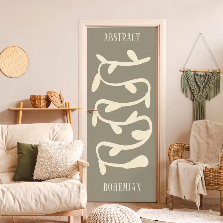 Bohemian - Planten - Groen - Abstract deurposter klein -sfeer2