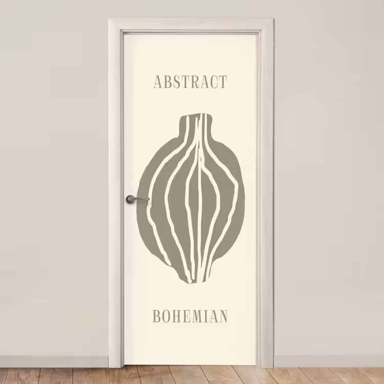 Boho - Groen - Abstract deurposter klein -3d_beige