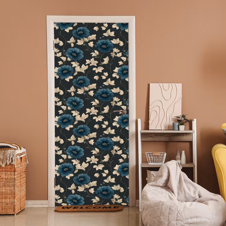 Botanisch - Bloemen - Blauw deurposter klein 289 -sfeer1