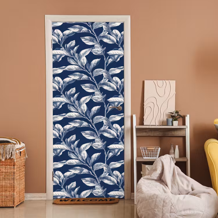 Botanisch - Patroon - Blauw deurposter klein 289 -sfeer1