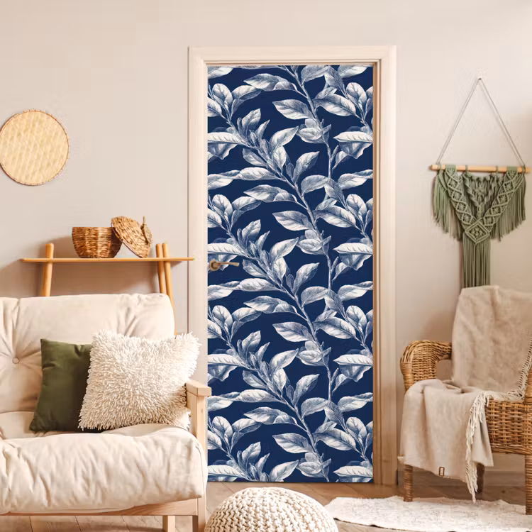 Botanisch - Patroon - Blauw deurposter klein 289 -sfeer2