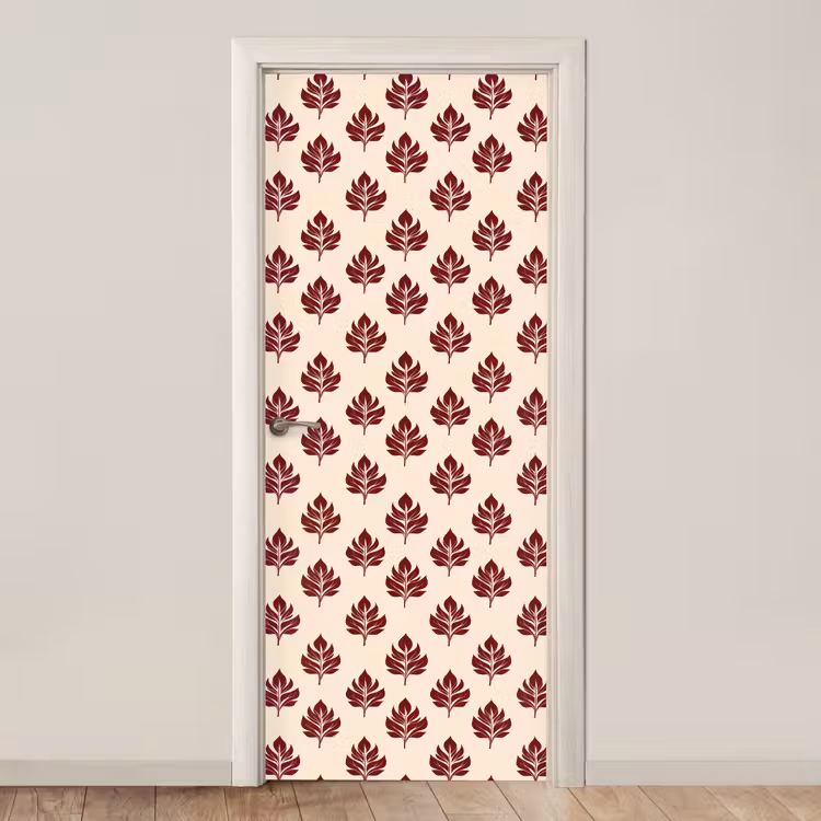 Botanisch - Patroon - Bordeaux deurposter klein 289 -3d_beige