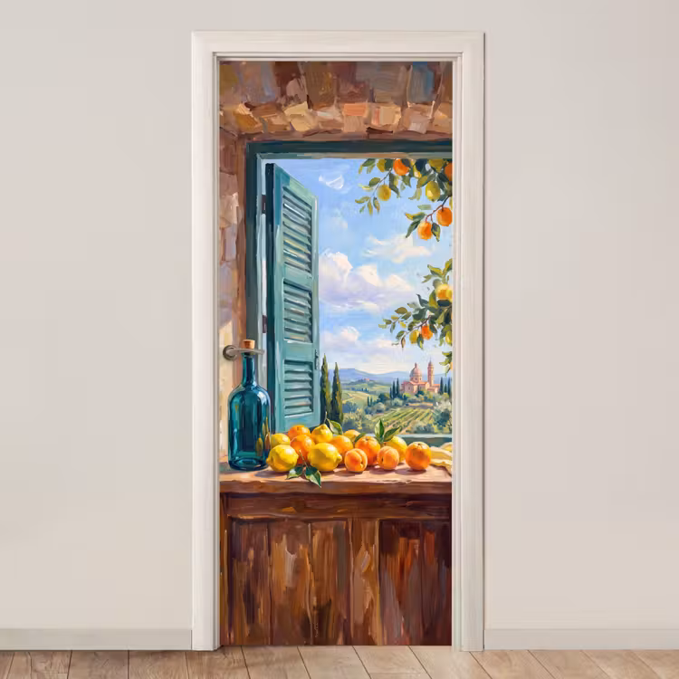 Door sticker - Bottle - Fruit - Still Life - Fles - Fruit - Stilleven deurposter klein