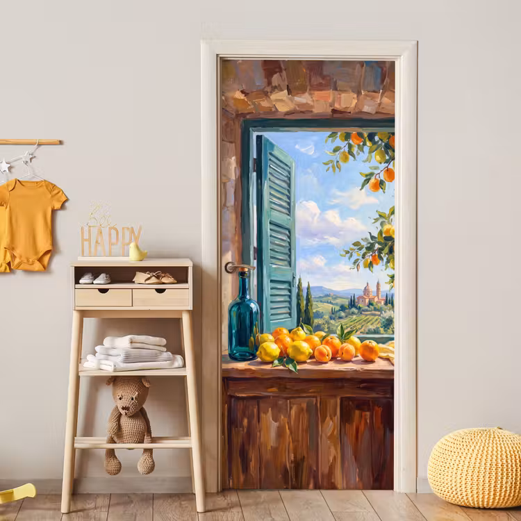 Door sticker - Bottle - Fruit - Still Life - Fles - Fruit - Stilleven deurposter klein