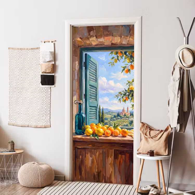 Door sticker - Bottle - Fruit - Still Life - Fles - Fruit - Stilleven deurposter klein