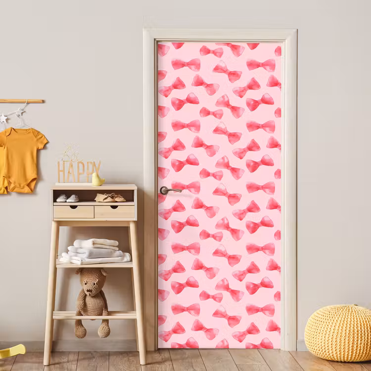 Strikken - Aquarel - Roze deurposter klein 289 -sfeer4