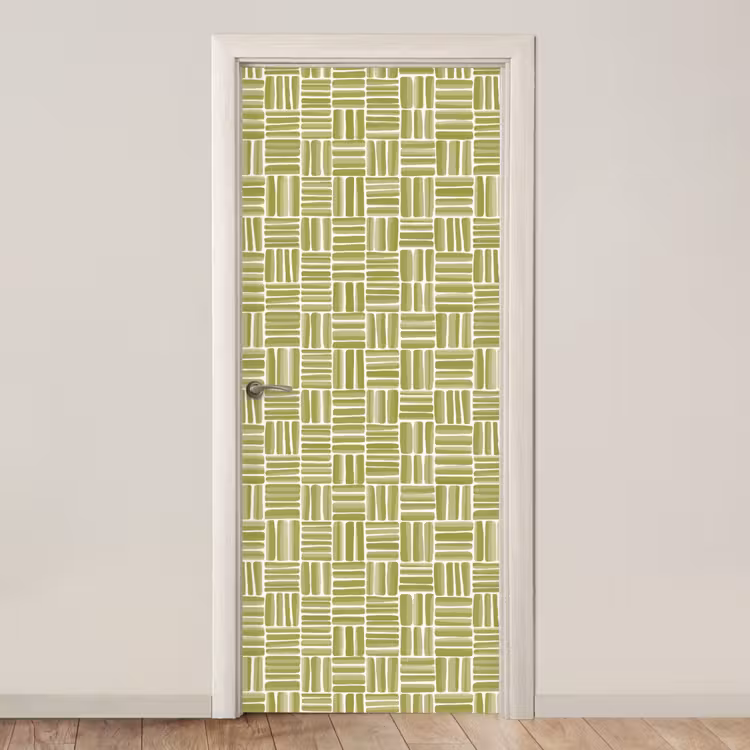 Vlecht - Patroon - Groen deurposter klein 289 -3d_beige