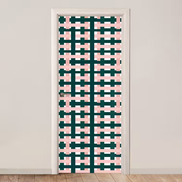Vlechtpatroon - Groen - Roze - Grafisch deurposter klein 289 -3d_beige