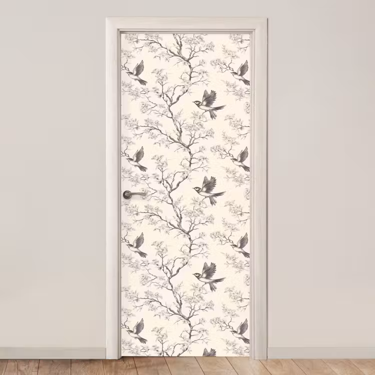Takken - Vogels - Beige deurposter klein 289 -3d_beige