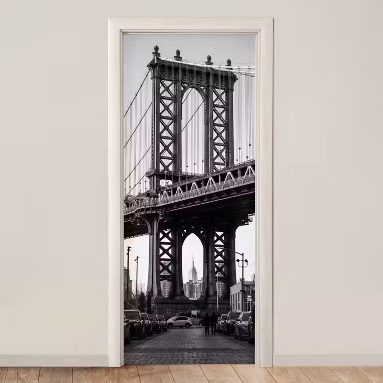 Brug - Stad - Architectuur - Modern - Zwart-wit deurposter klein -3d_beige