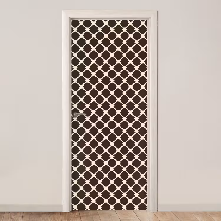 Bruin - Ruitpatroon - Geometrisch deurposter klein 289 -3d_beige
