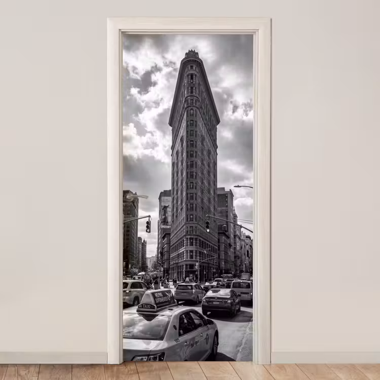 Gebouw - Hoogbouw - Stad - Architectuur - Zwart-wit deurposter klein -3d_beige