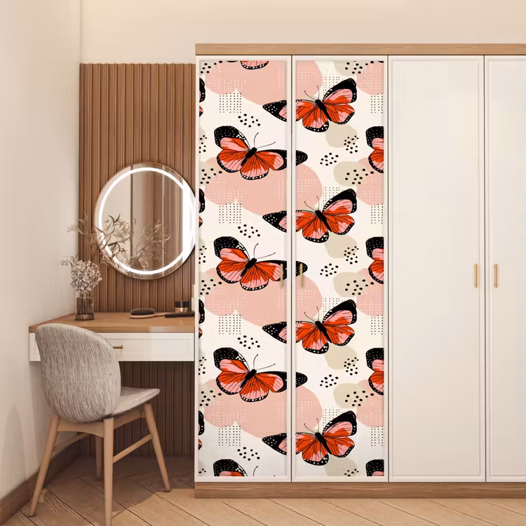 Vlinders - Retro - Kleurrijk deurposter klein 289 -sfeer3