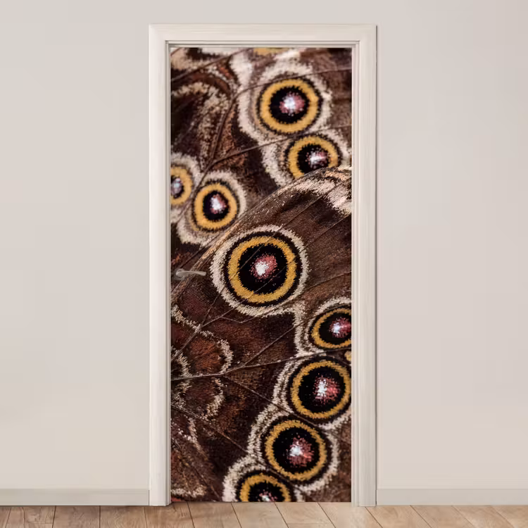 Vlinder - Vleugel - Abstract deurposter klein -3d_beige