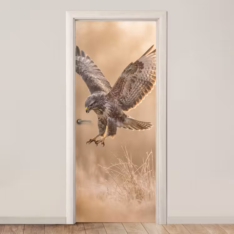 Buizerd - Roofvogel - Natuur - Bruin deurposter klein -3d_beige