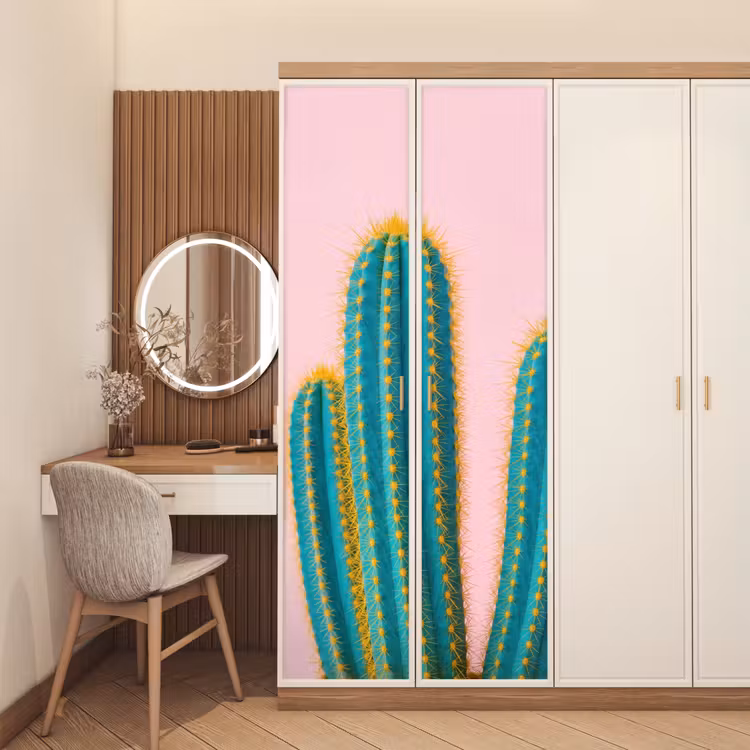 Cactussen - Modern - Pastel deurposter klein -sfeer3