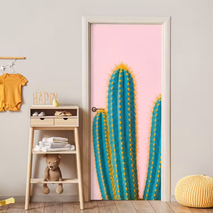 Cactussen - Modern - Pastel deurposter klein -sfeer4