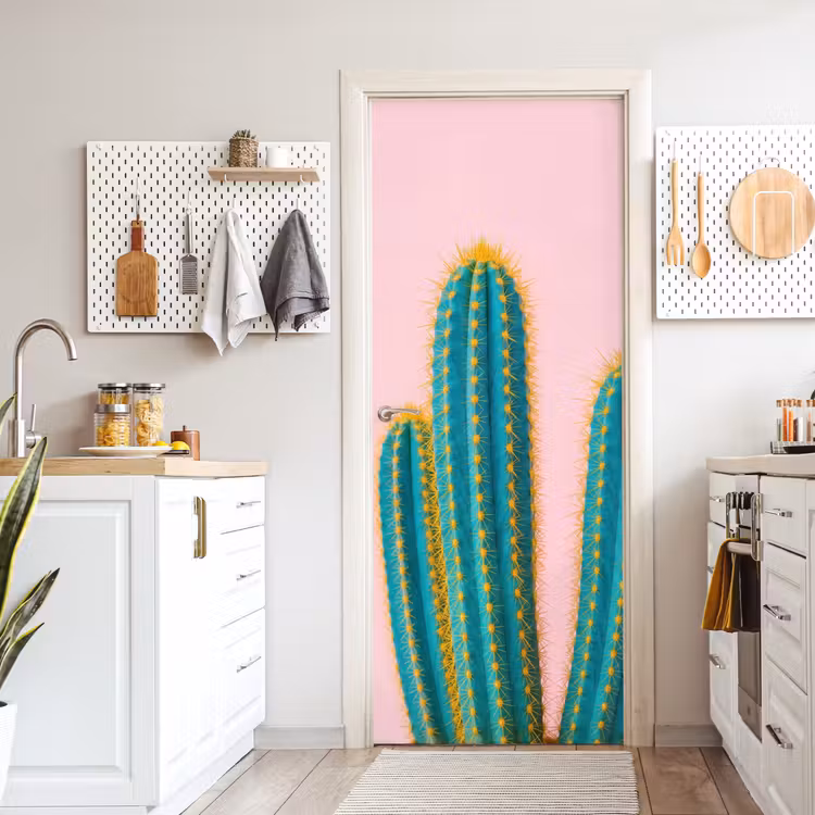Cactussen - Modern - Pastel deurposter klein -sfeer5