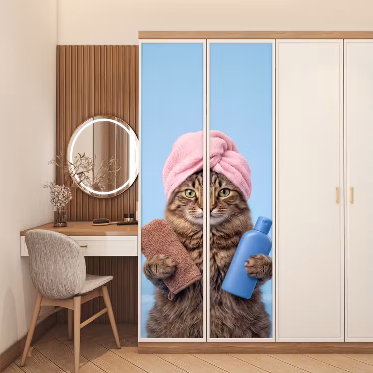Kat - Handdoek - Washand - Zeep deurposter klein -sfeer3