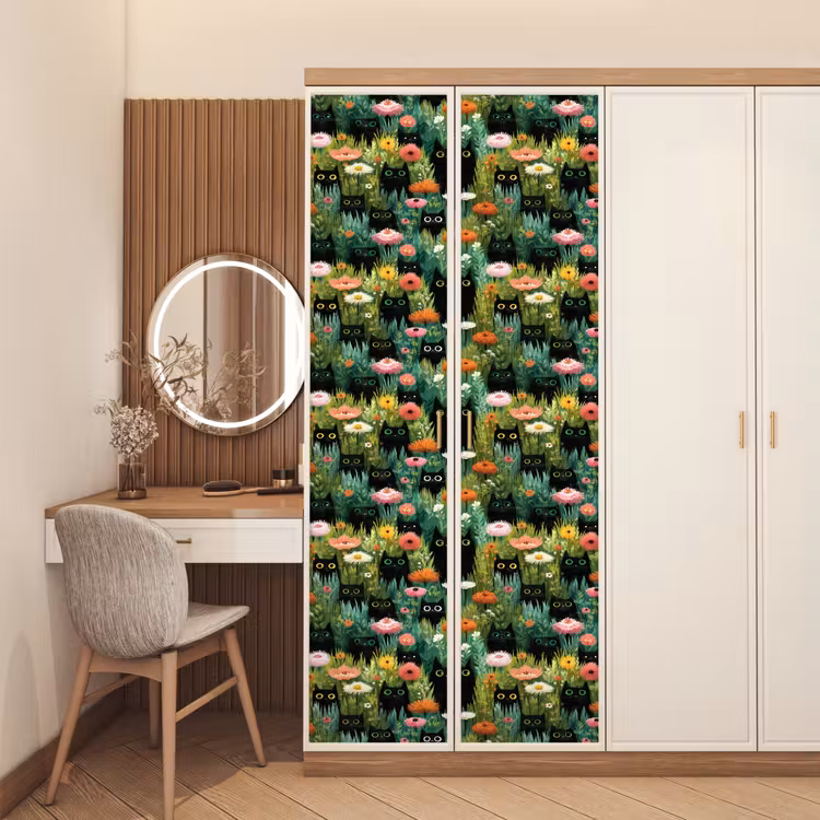 Katten - Bloemen - Kleurrijk deurposter klein 289 -sfeer3