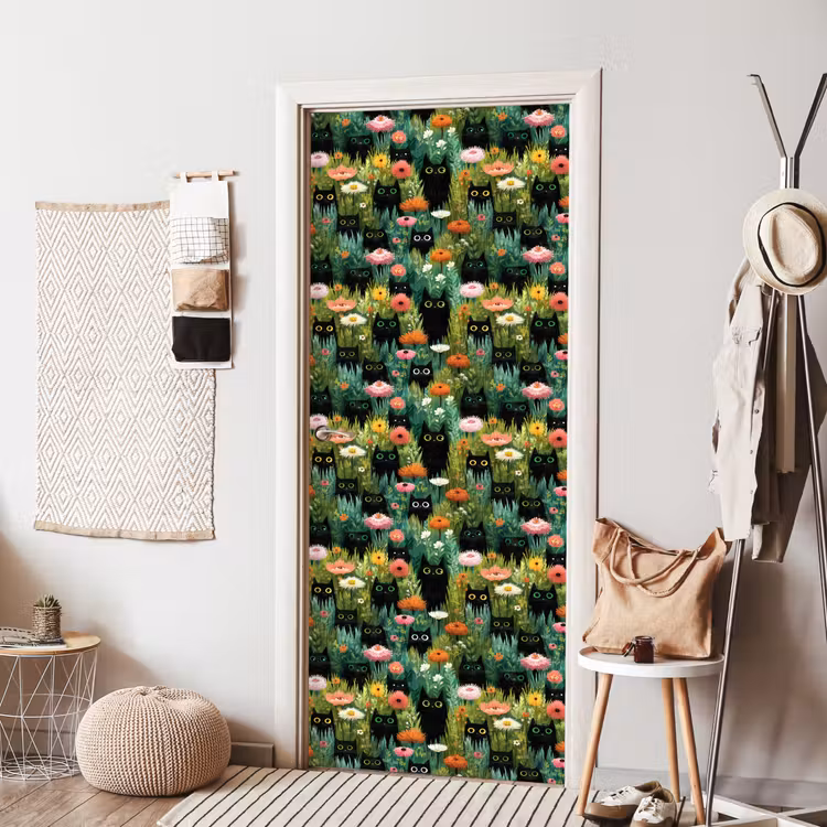 Katten - Bloemen - Kleurrijk deurposter klein 289 -sfeer6