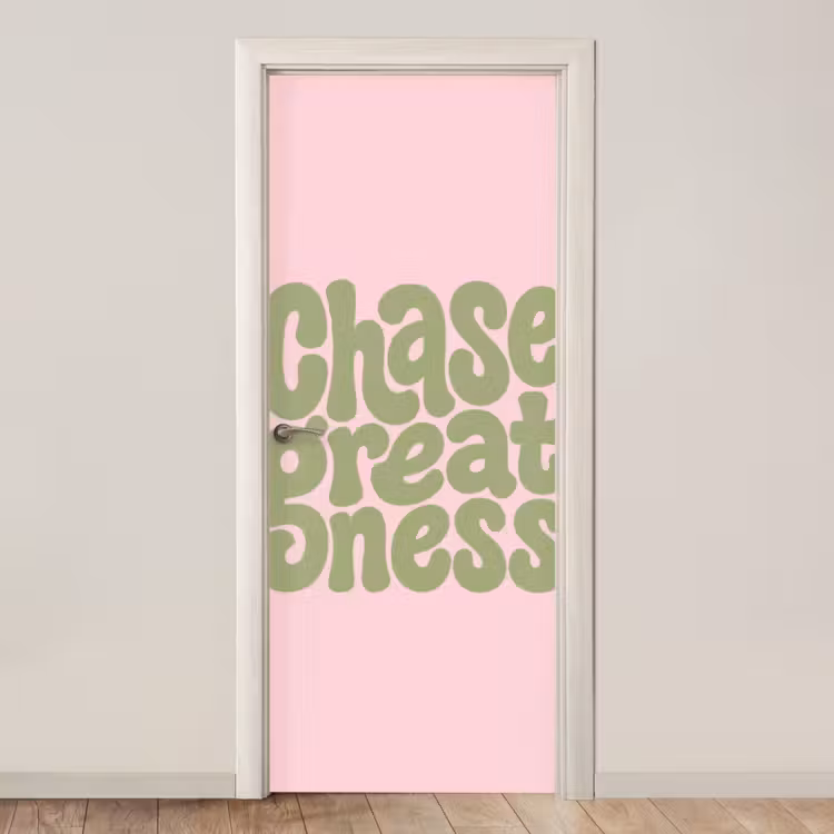 Chase greatness - Groen - Roze - Retro deurposter klein -3d_beige